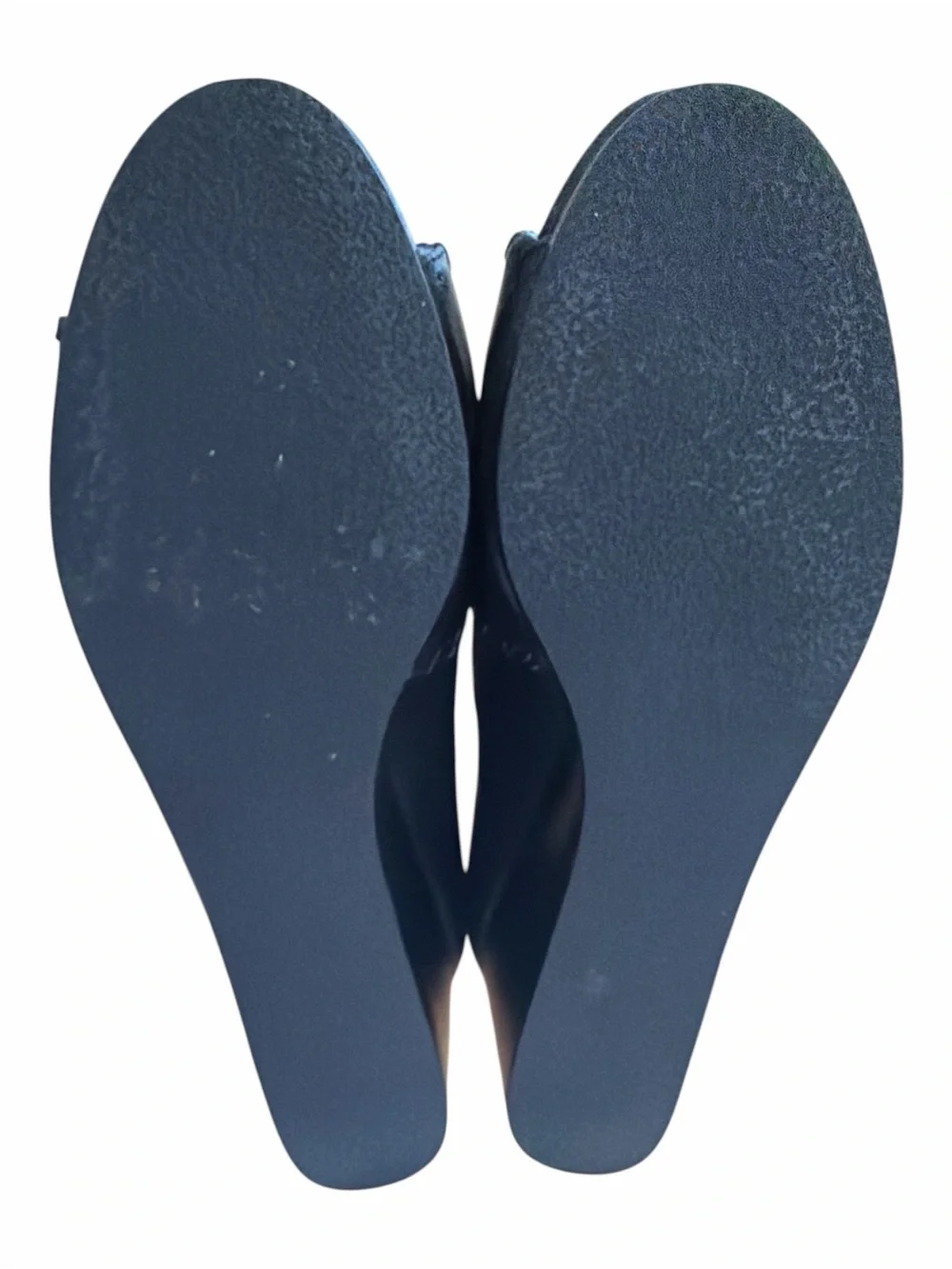Jack Rogers Black Leather Peep-Toe Wedge Sandals